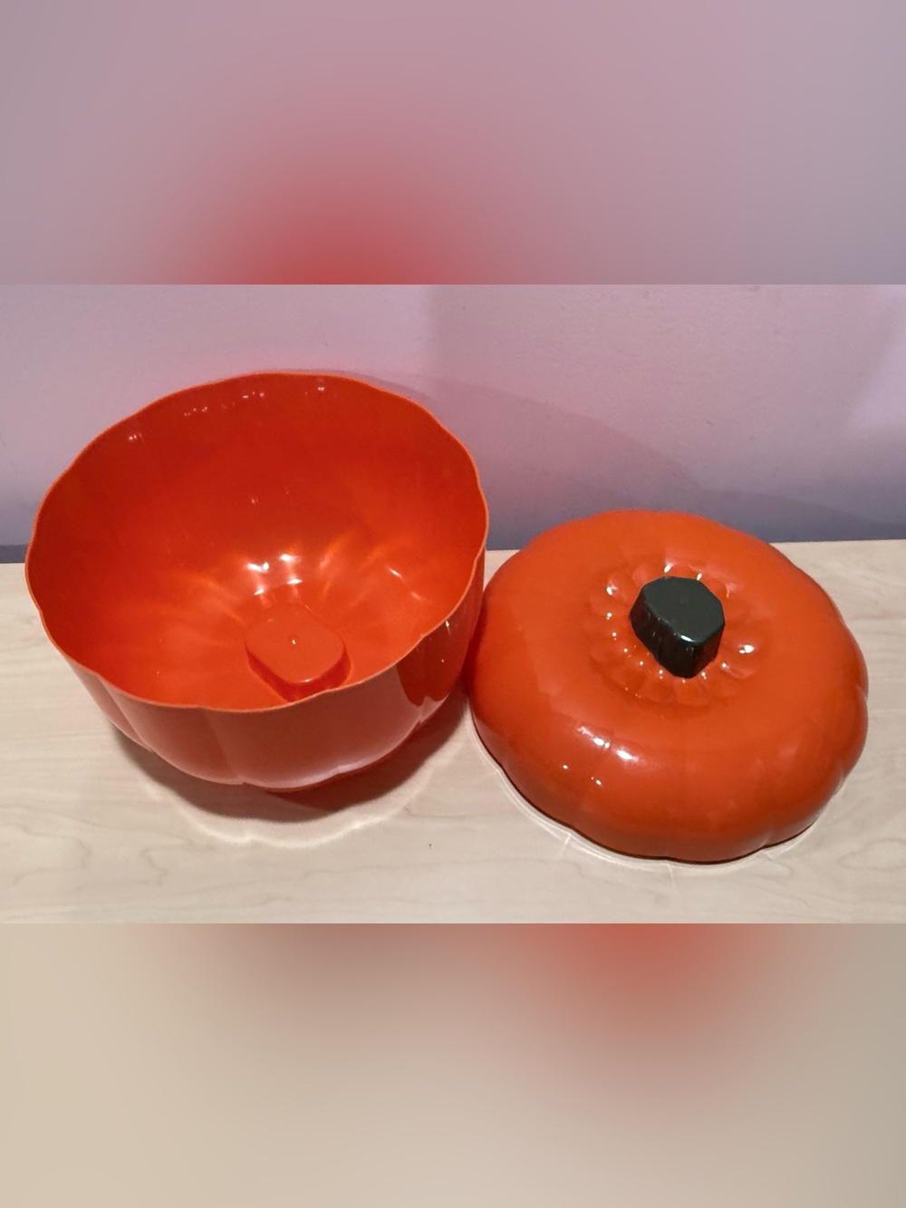 Vintage plastic pumpkin candy bowl